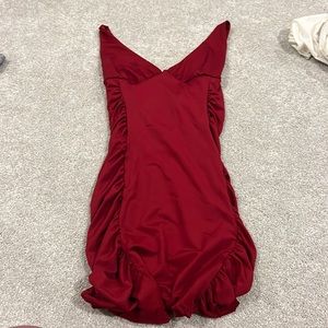 Red Ruched Party Dress